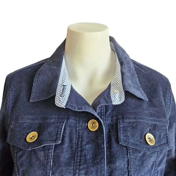 Vineyard Vines Womens Jacket Medium Blue  Cotton Corduroy Button Front Casual - Picture 2 of 9